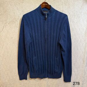 Tasso Elba Sweater Mens‎ M Navy Blue Cozy stretch zip up Please Read